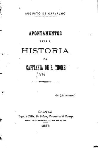 Apontamentos para a historia da Capitania de S. Thomé