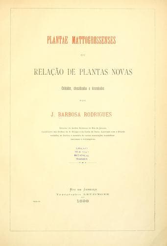 Plantae Mattogrossenses, ou, Relao de plantas novas colhidas, classificadas e desenhadas