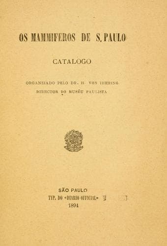 mammiferos de S. Paulo.: Catalogo
