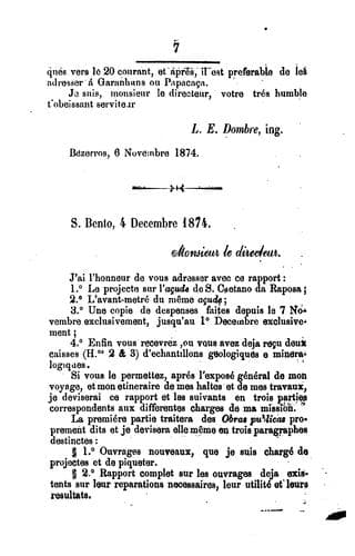 Viagens do engenheiro Dombre ao interior da provincia de pernambuco em 1874 e 1875.