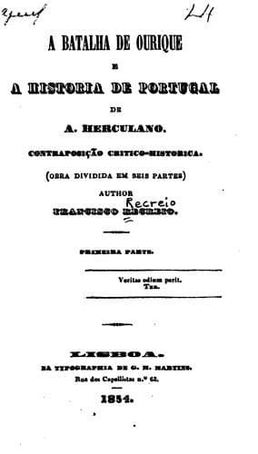 A Batalha de Ourique e a Historia de Portugal de A. Herculano: contraposição critico-historica