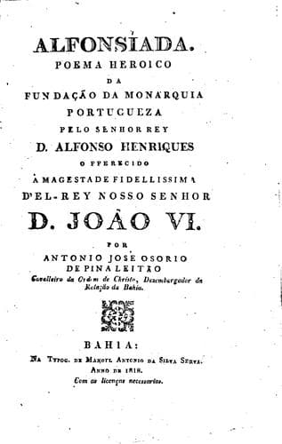 Alfonsíada.: Poema heroico da fundação da monarquia portugueza pelo Senhor Rey D. Alfonso Henriques