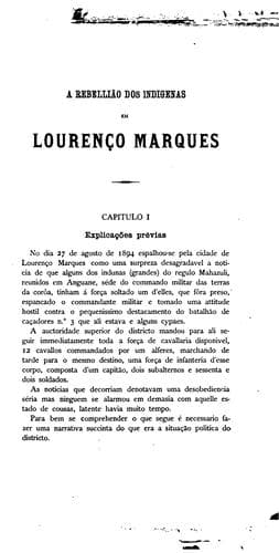 A rebellião dos indigenas em Lourenço Marques