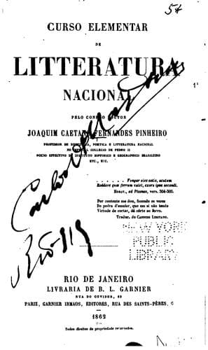 Curso elementar de litteratura nacional