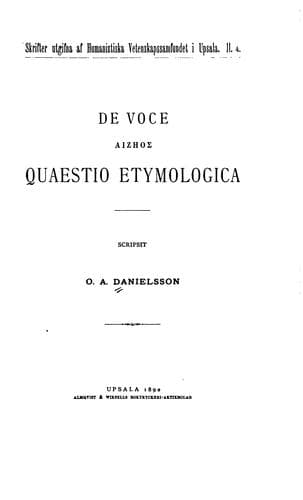 De voce aizeos quaestio etymologica