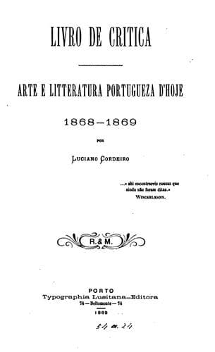Livro de critica: arte e litteratura portugueza d'hoje, 1868-1869