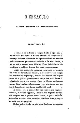 O Cenaculo: revista contemporanea da litteratura Portugueza
