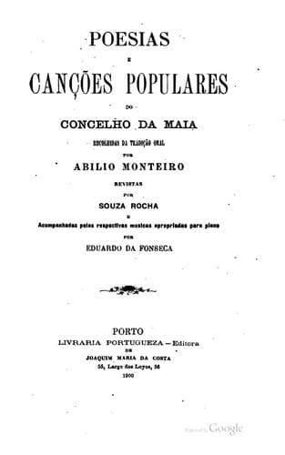 Poesias e conções populares do concelho da Maia, recolhidas da tradição oral