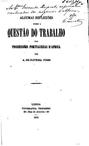 Algumas reflexões sobre a questão do trabalho nas possessões portuguezas d ...