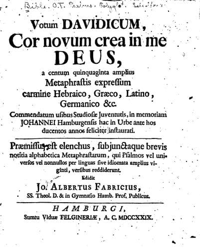 Votum Davidicum, cor novum crea in me Deus, a centum quinquaginta amplius metaphrastis expressum ...