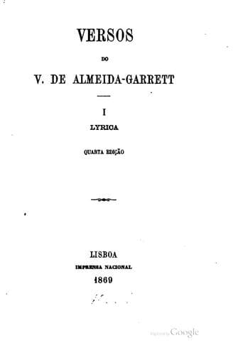 Versos do V. de Almeida-Garrett ...