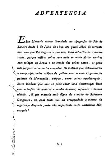 Memoria sobre a necessidade de abolir a introdução dos escravos africanos no Brasil: sobre o ...