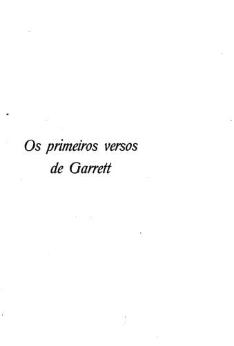 Os primeiros versos de Garrett