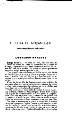 Descripção da costa de Moçambique de Lourenço Marques ao Bazaruto