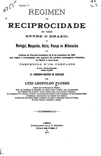 Regimen de reciprocidade em vigor entre o Brazil e Portugal, Hespanha ...