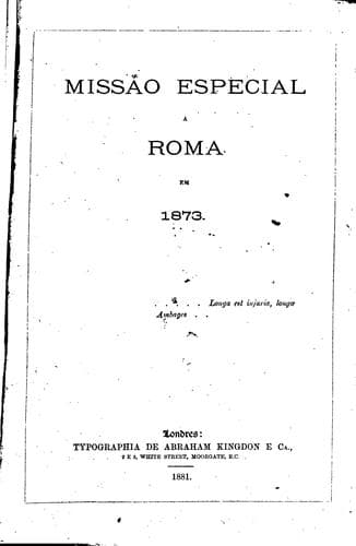 Missão especial a Roma em 1873