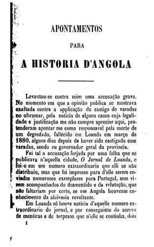 Apontamentos para a historia d'Angola