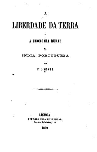 A liberdade da terra e a economia rural da India Portugueza