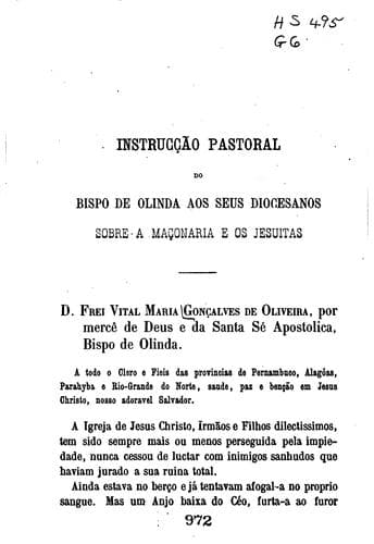 A maçonaria e os jesuitas: instrucção pastoral do Bispo de Olinda aos seus ...
