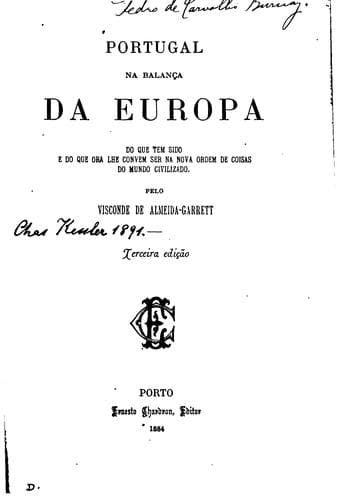 Portugal na balança da Europa [by visconde de Almeida Garrett. The title-leaf is supplied in MS.]