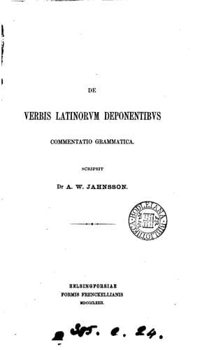 De Verbis Latinorvm Deponentibvs