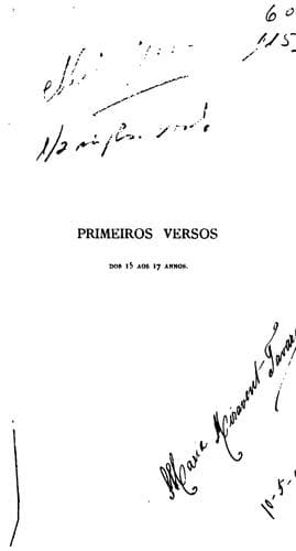 Primeiros versos.