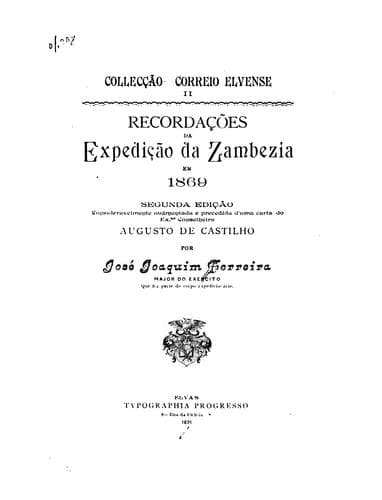 Recordações da expedição da Zambezia em 1869