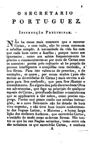O secretazrio portuguez compendiosamente instruido no modo de escrever cartas