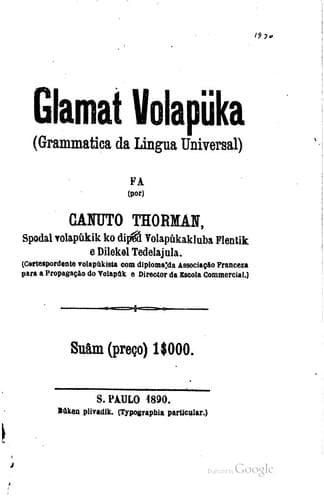 Glamat Volapüka: (grammatica da lingua universal)