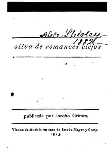 Silva de romances viejos, publ. par J. Grimm