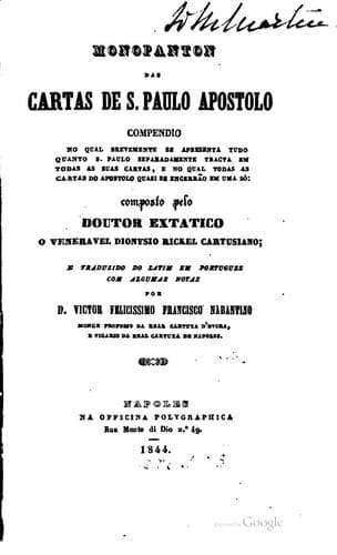 Monopantón das cartas de S. Paulo apostolo: compendio