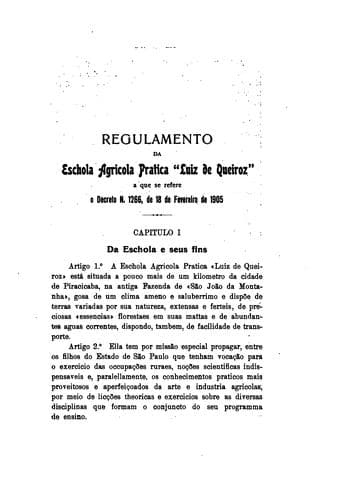 Regulamento da Eschola Agrícola Prática "Luiz de Queiroz,": a que se refere ...