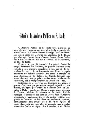Histórico do Archivo Público de São Paulo, acompanhado da relação dos cidadãos que governaram a ...