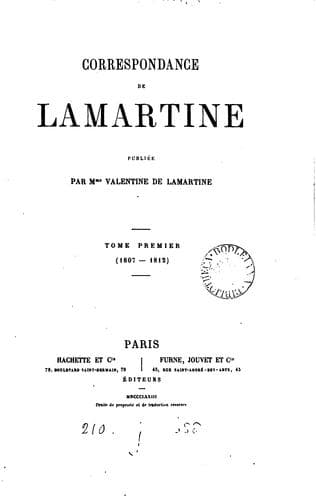 Correspondance, publ. par V. de Lamartine
