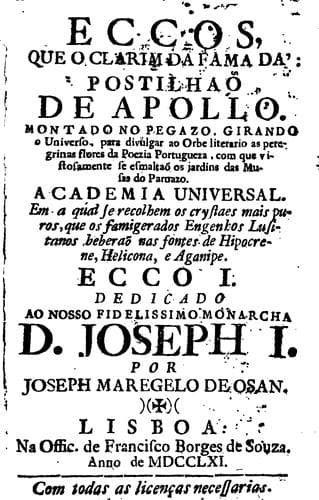 Eccos, que o clarim da fama dá: Postilhao? de Apollo, montado no Pegazo, girando o universo ...