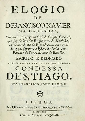 Elogio de D. Francisco Xavier Mascarenhas: ...