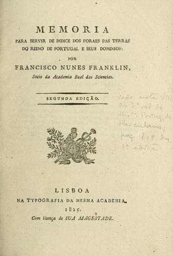 Memoria para servir de índice dos foraes das terras do reino de Portugal e seus dominios
