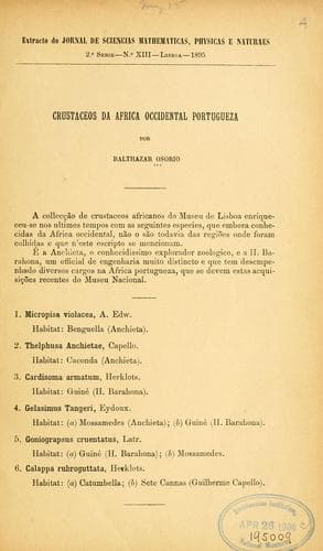 Crustaceos da Africa occidental portugueza