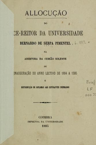 Allocução do vice-reitor da universidade Bernardo de Serpa Pimentel