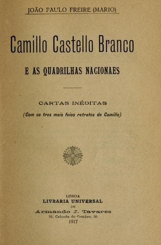 Camillo Castello Branco e as quadrilhas nacionaes: cartas ineditas