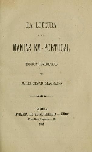 Da loucura e das manias em Portugal: estudos humorísticos