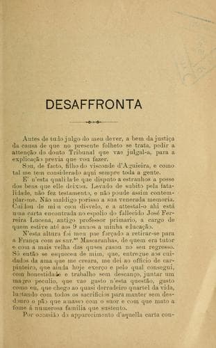 Desaffronta de Antonio de Sousa e mulher Maria de Jesus Sousa as victimas do Sr. Conselheiro Albano de Mello