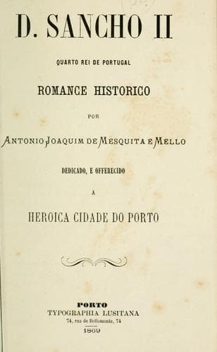 D. Sancho II, quarto rei de Portugal: Romance histórico