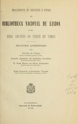 Emolumentos de certidõoe e cópias na Bibliotheca Nacional de Lisboa
