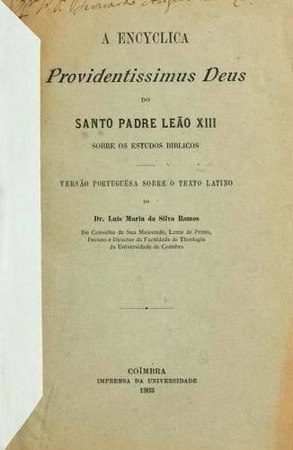 A encyclica Providentissimus Deus do Santo Padre Leão XIII sobre os estudos biblicos