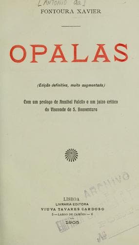 Opalas: Ed. definitiva, muito augmentada.  Com um prologo de Annibal Falcão e um juizio critico do Visconde de S. Boaventura