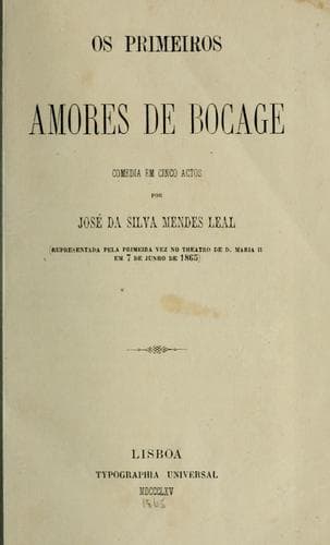 Os primeiros amores de Bocage: comedia em cinco actos