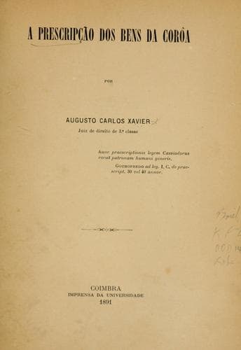 A prescripção dos bens da Corôa