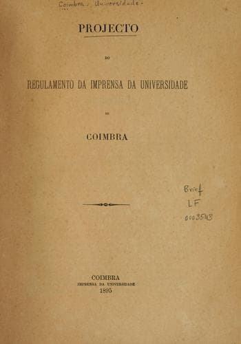Projecto do regulamento da imprensa da Universidade de Coimbra
