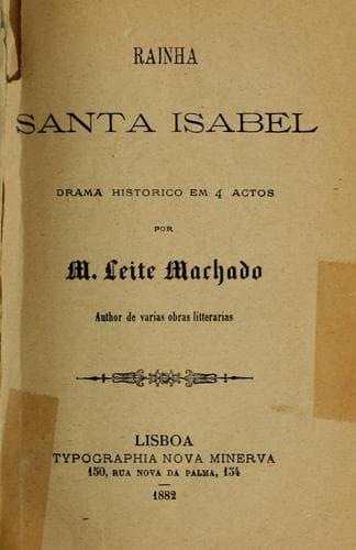 Rainha Santa Isabel: drama histórico em 4 actos